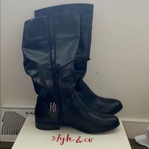 Style & Co Black Thigh Boots with Zipper (Women)